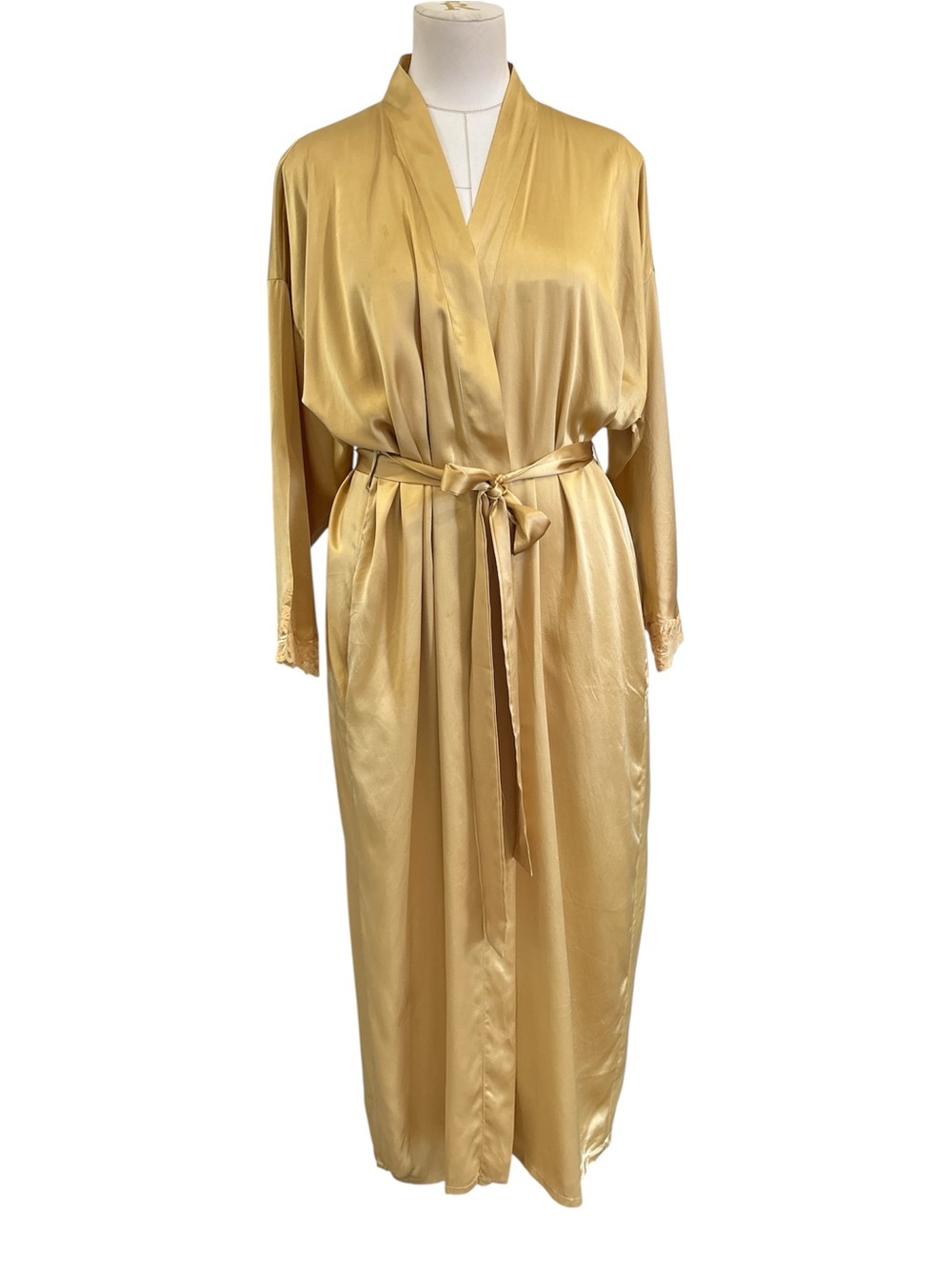 80’s/90’s Victoria’s Secret gold label, silk belted robe gold size small